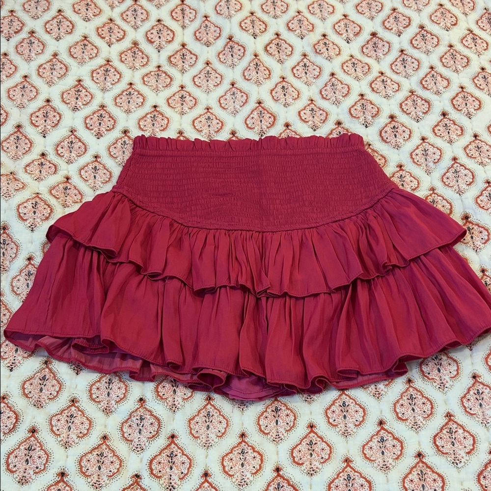 Ruffled Mini Skirt in Deep Rose